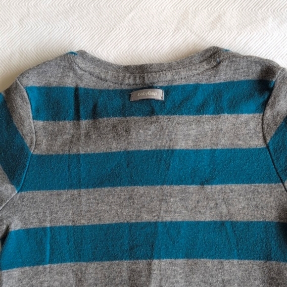 babyGap blue & gray striped cotton zipper jumpsuit 6-12 months baby boy - Picture 7 of 7